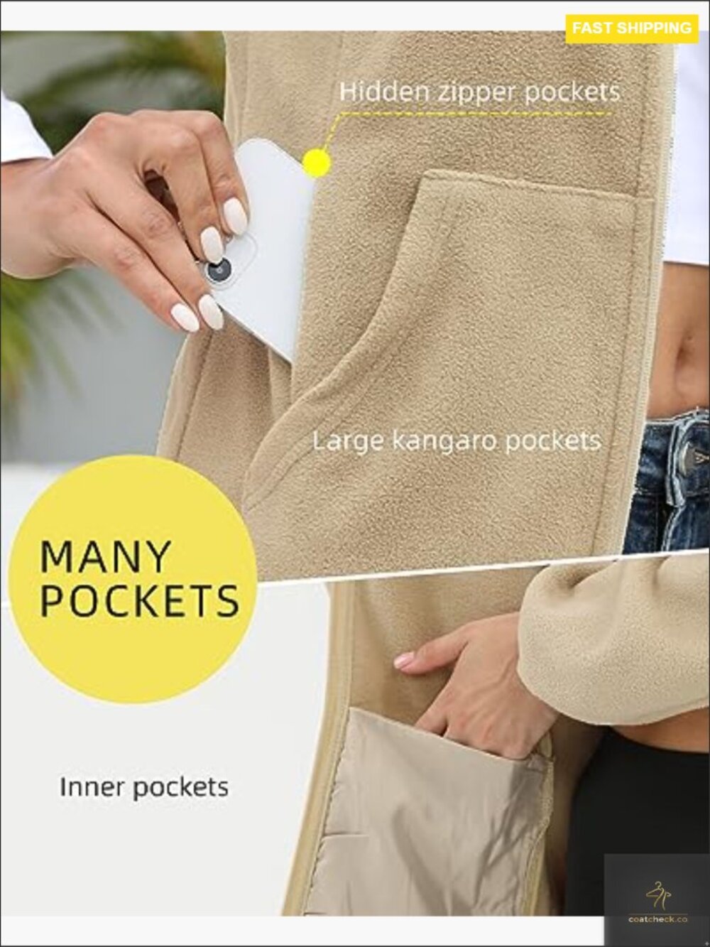 Warm Soft Lightweight Full Zip Fleece Jacket with 6 Pockets Winter - Picture 4 of 7
